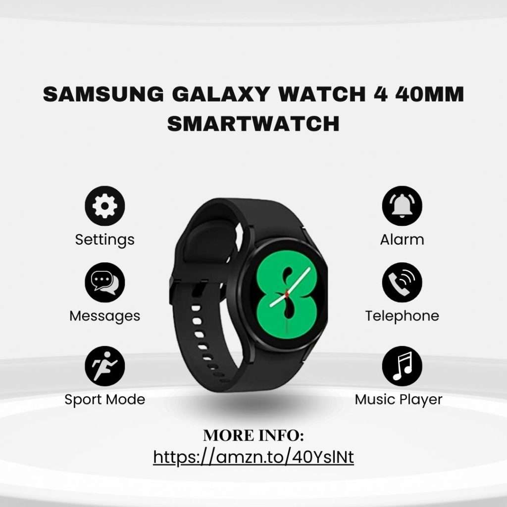 SAMSUNG Galaxy Watch 4 40mm Smartwatch with ECG Monitor Tracker for Health, Fitness, Running, Sleep Cycles, GPS Fall Detection, Bluetooth, US Version, SM-R860NZKAXAA, Black